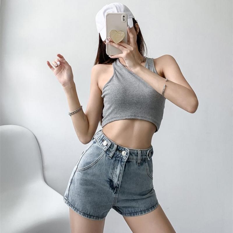 Street Style Heart Embroidery Denim Shorts Women Summer Wide-leg High Waist A-line Jeans Hot Pants Fashion Female Clothing