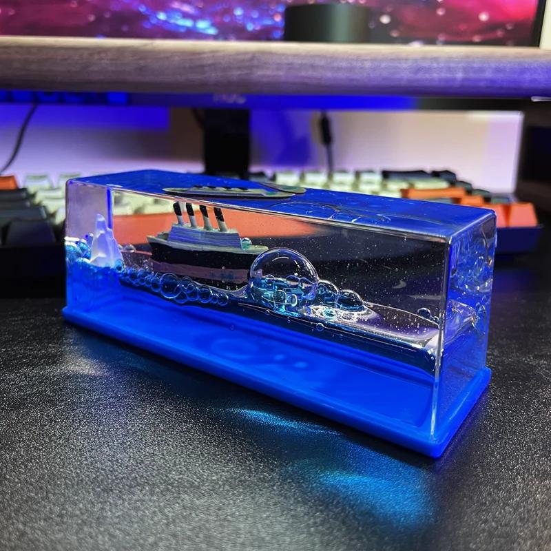 

Titanic Cruise Fluid Hourglass Living Room Car Ornaments Creative Ship Sea Office Table Home Decor Decompression Toys Gifts