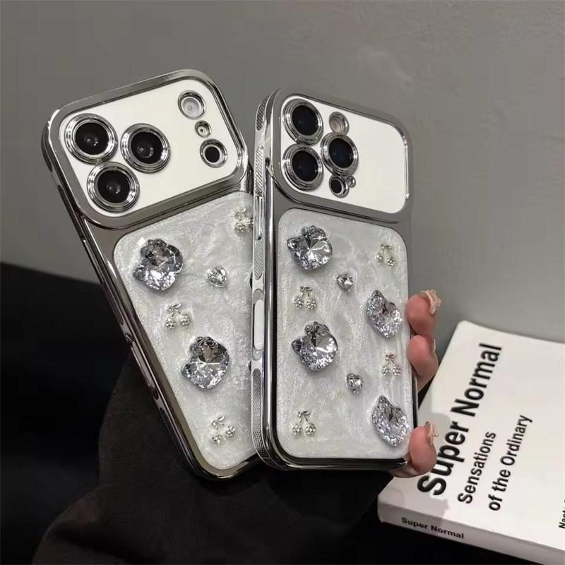 Luxury Electroplated Fashion Cherry KT Phone Case for iPhone 17 Pro Max 15 14 13 16 Pro Max Fundas Cute Cases Protective Cover