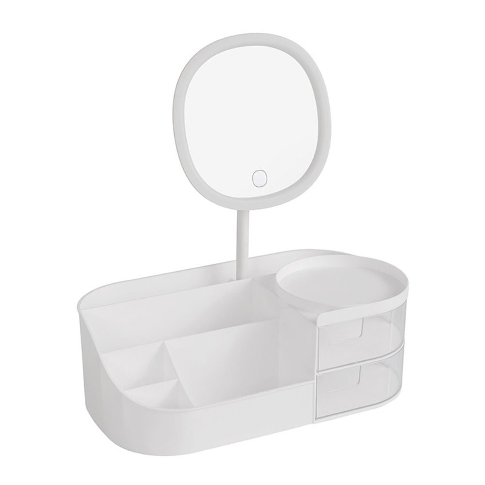 New Large Capacity Cosmetic Storage Box with LED Mirror Multi Grid Lipstick Organizer Skin Care Products Rack