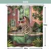 Funny Zebra Shower Curtain 60Wx72L Inch Fun Wild Animal in Bathtub Hilarious Cool Modern Tropical Green Leaves Plant Summer Bath