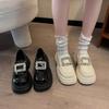 Princess Hyde~ Rhinestone Square Buckle Thick-soled Thick-heeled Lazy Loafer Single Shoes 2025 New Versatile Women's Small Leather Shoes