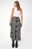 Women's Skirt New Season Fashion Black Patterned Asymmetric Cut Tie Waist Skirt