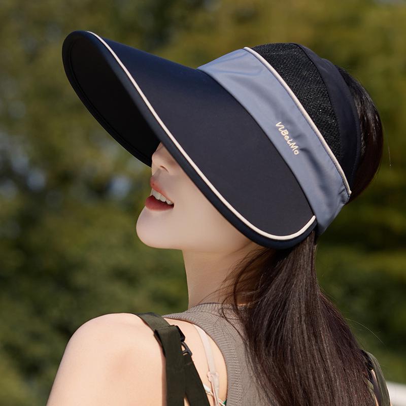Women's Quick-Dry Ice Silk Sun Hat with Large Brim - Summer Open Top, Korean Style, for Large Head Circumference