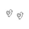 Luxury Full Diamond Heart Earrings, S925 Sterling Silver, Sweet Girly Style, Versatile Backs for Vacation Wear.
