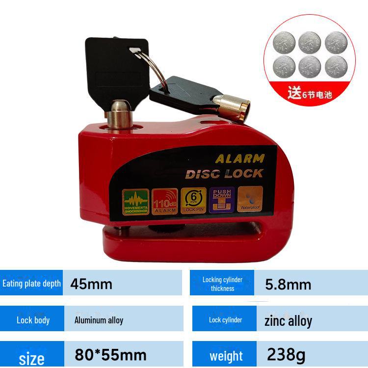 Anti-Theft Disc Brake Lock with Alarm for Mountain Bikes, Motorcycles, and E-Bikes