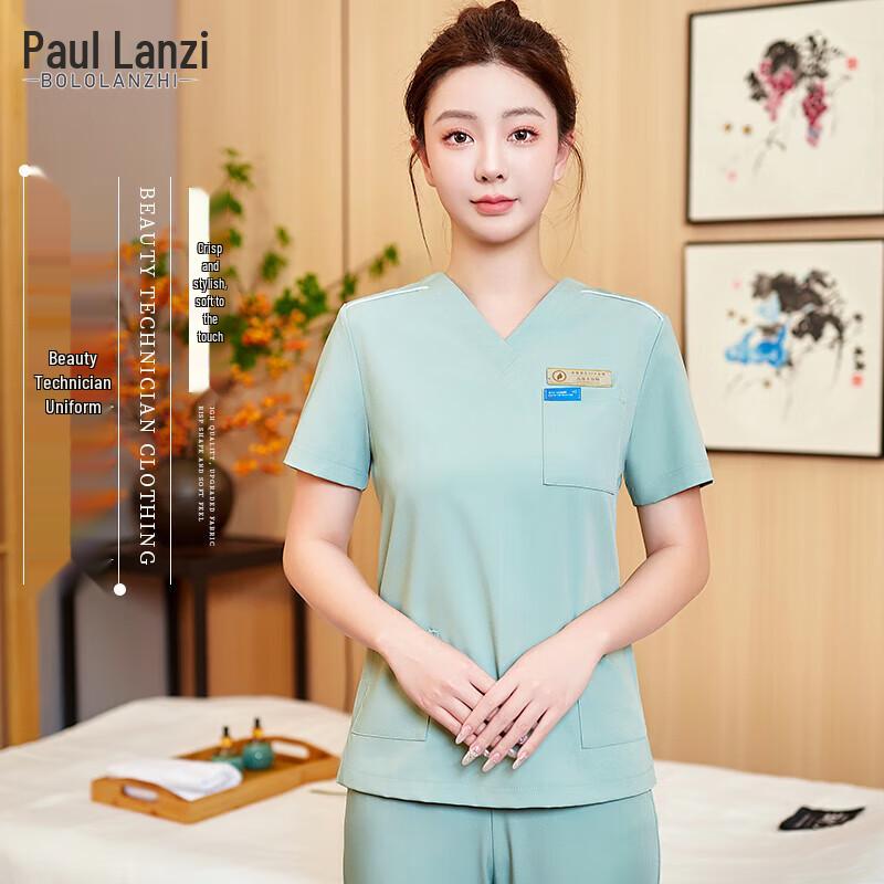 

Women s Short Sleeve Beautician Work Uniform Set L