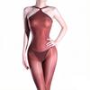 Women 640 Pin High Density Bodysuit Oil Shiny Elastic Tights Open Crotch Yoga Shaping Jumpsuit High Collar Maid Leotard Leggings