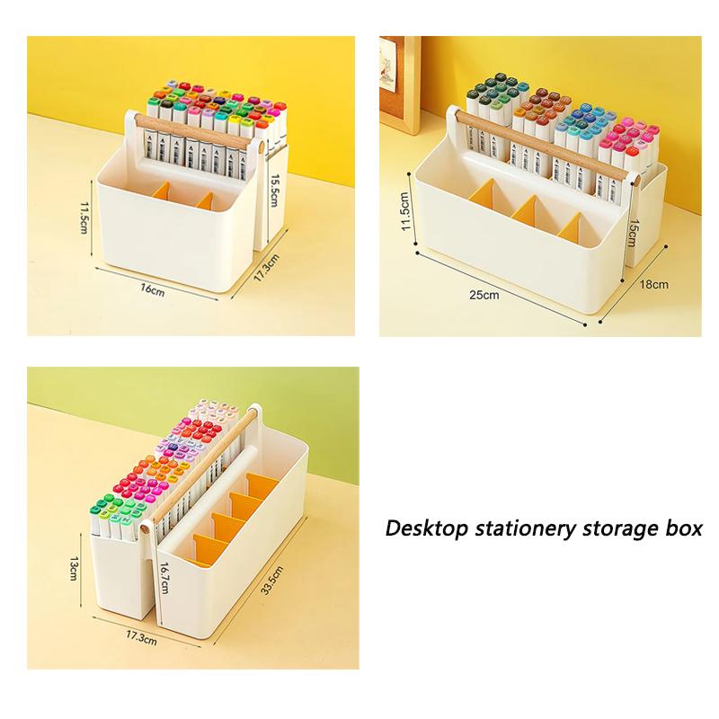 Desktop Stationery Storage Holder School Office Portable Pen Holder Hand Held Storage Box Large Capacity Sundries Storage Basket