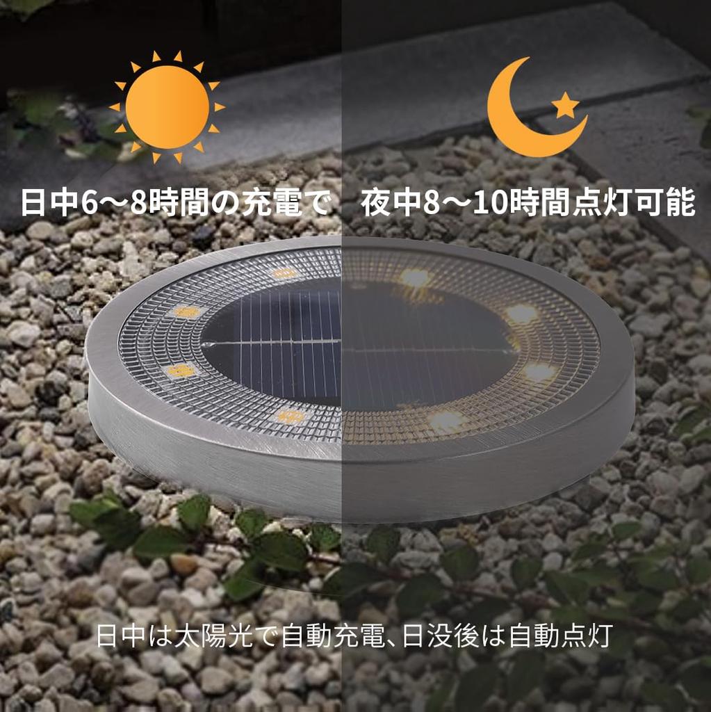 LITNOFAY Solar Outdoor Garden IP66 Waterproof and Automatic Charging and Turning Warm Set of 4 Lights, In-ground Mount, Dustproof, On, White, (8