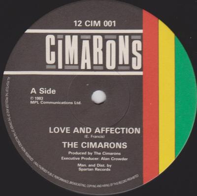 7inch Record CIMARONS  Love And Affection 12CIM001 Cimarons 1983 UK Reggae Ska  Dub Used