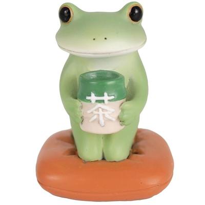 Tea Life Copeau Frog Drinking Hot Tea Winter Figurine Polyresin Miniature Ornament, Cute Japanese Frog Collectible Statue Desk Decor, 622538