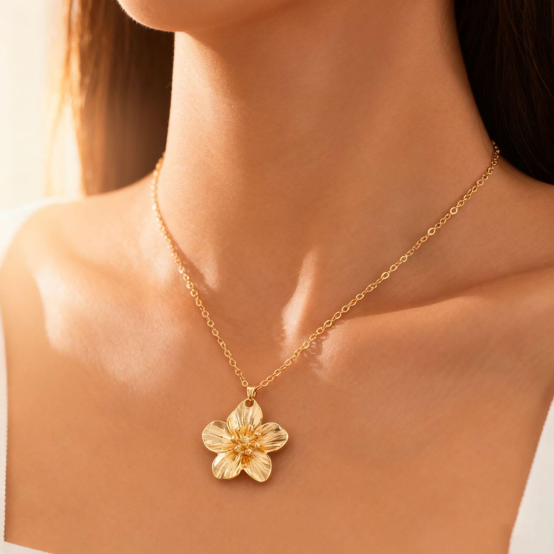 Высококачественный женский набор украшений  Лепесток : Ожерелье из металлического цветка