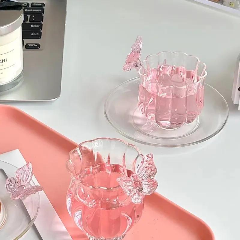 2/1PC Elegant Butterfly Romantic Handmade Flower God Glass Cup Narcissus Butterfly Creative Coffee Tea Cup Home Collection