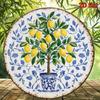 CIFBUY Vintage Mediterranean Aluminum Wall Art Waterproof Durable Lemon Tree Decor for Kitchen Dining Cafe Home