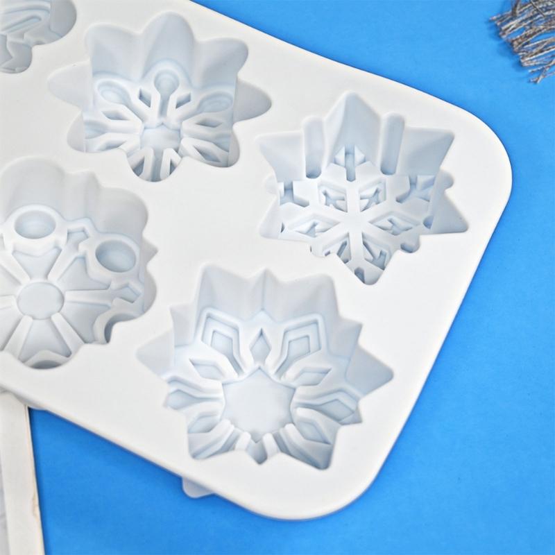 3D Cake Molds Snowflake Shaped Cake Decorating Molds Soap Moulds Desset Molds Suitable for Hand-Making Soap Dessert