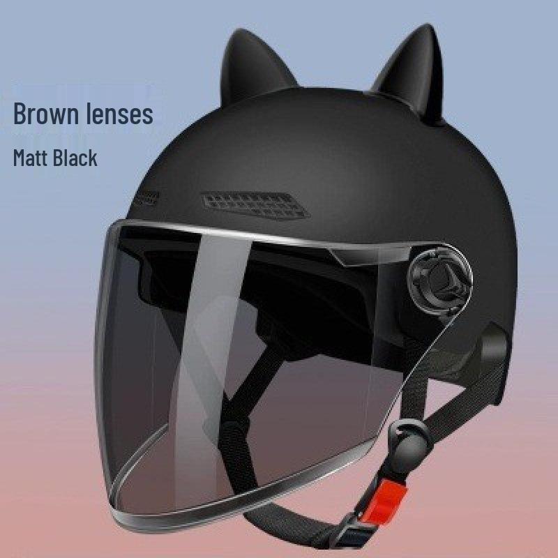 3C Certified Unisex Cat Ear Electric Bike Helmet, Sun Protection, All-Season Safety