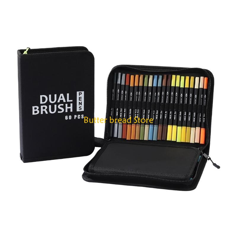 

W89C 60/72 Color Brush Tip Fine Tip Acrylic Paint Pen with Zippered Storage Case