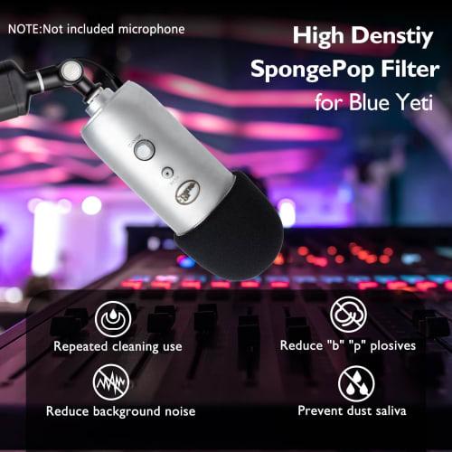 For Blue Yeti Microphone Arm - Heavy-Duty Microphone Stand with Wind-Reducing Mic Foam Cover, Adjustable Weighted Metal Boom Arm, and 3/8" to 5/8" Ada