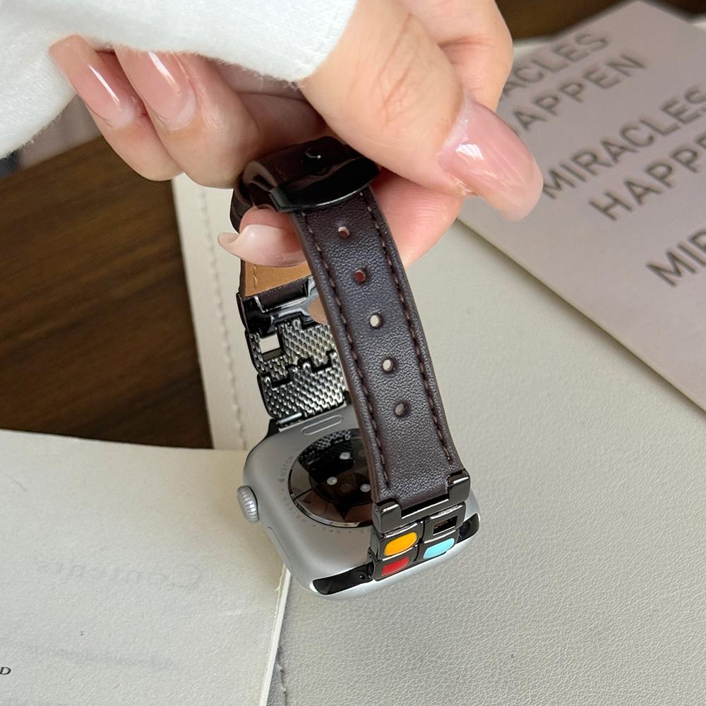 Leather Strap for Apple Watch Series 10 Ultra 9 8 7 SE 6 5 4 3 2 1 46mm 49mm 45mm 44mm 42mm Eyeshadow Palette Watch Band