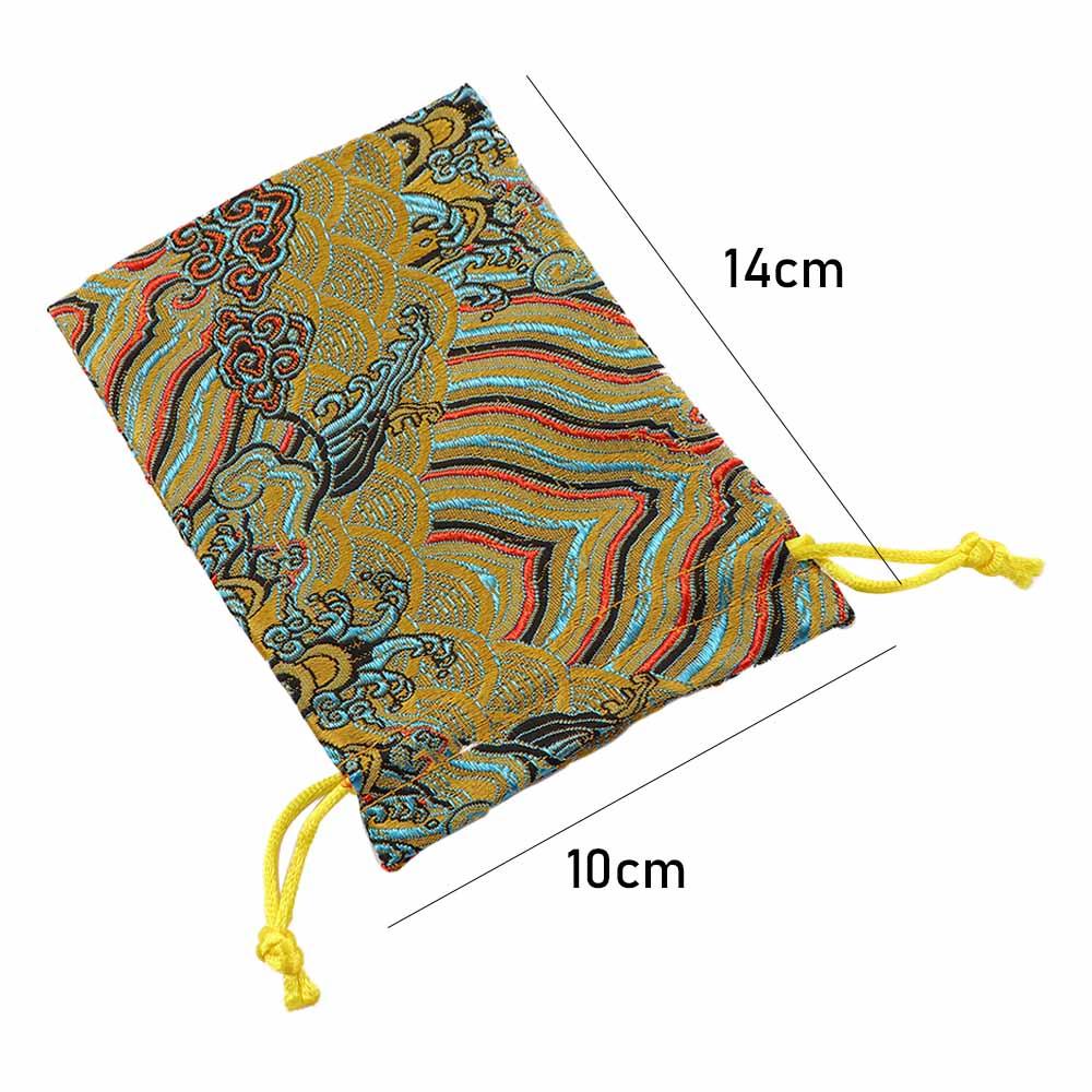 Mini Tie Embroidered Drawstring Wedding Gift Storage Bag Satin Pouch Jewelry Packaging Bag