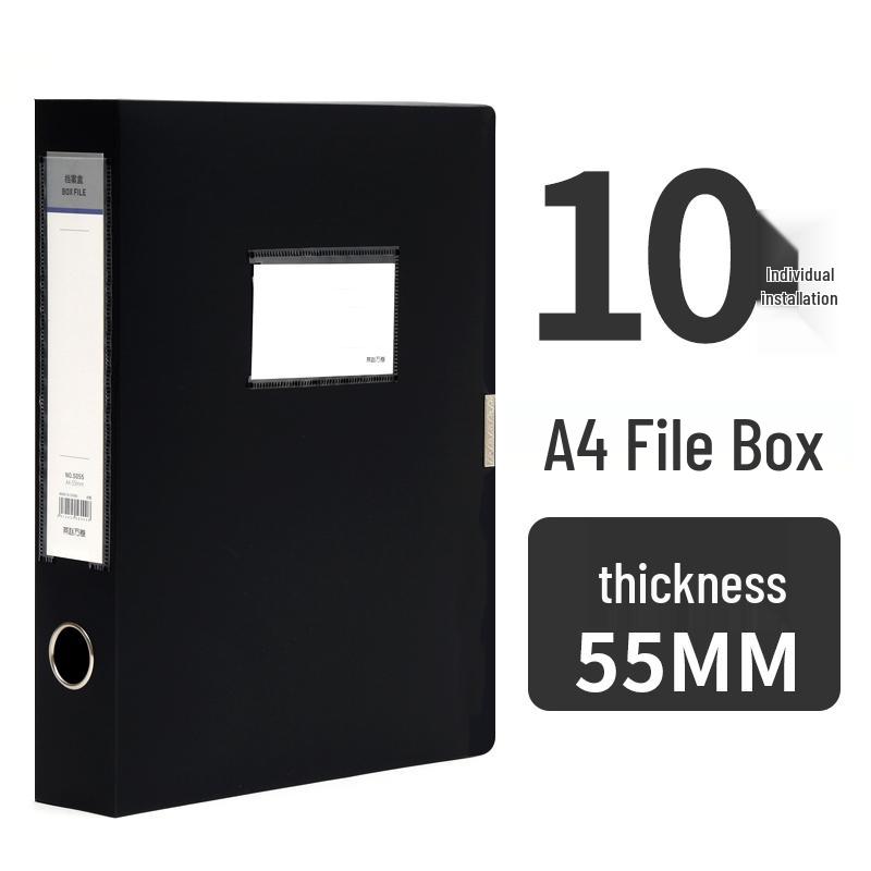 Set of 10 A4 Transparent Plastic File Storage Boxes, 55mm Thick, for Home or Office Use