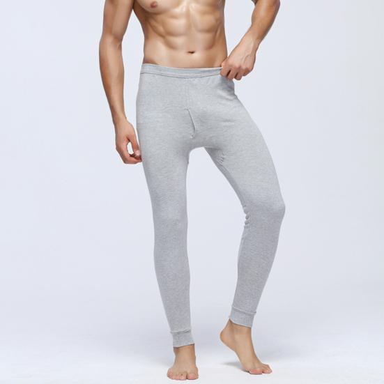 Yousheng Men Pants Elastic Waist Thermal Insulation Long Johns Solid Color Travel Work School Bottoming Trousers Pajamas Trousers