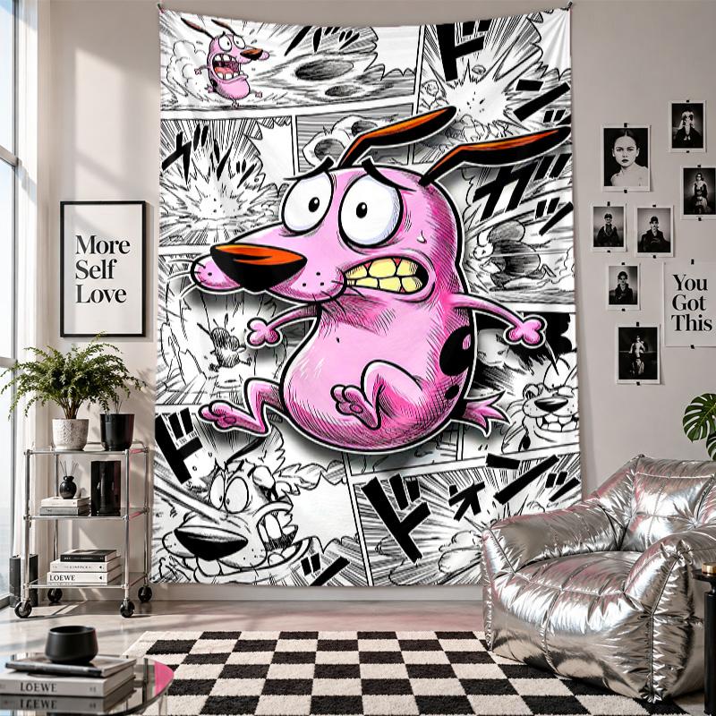 Wall TapestryCourage the Cowardly Dog Art Hanging Cloth Decorative Background Cover for Room Decoration