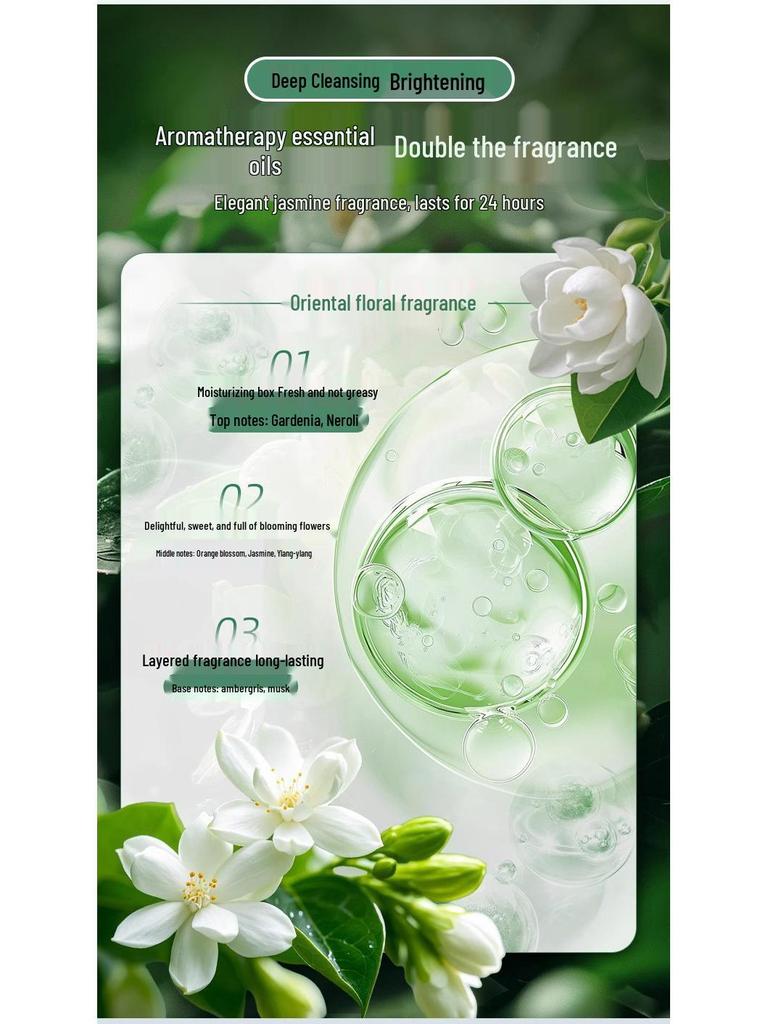 Jasmine Floral Laundry Detergent: Cleans, Brightens Colors, Long-Lasting Fragrance, Regular Use.