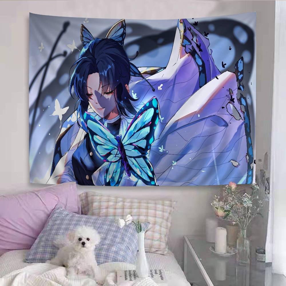 Kochou Shinobu Demon Slayer Anime Tapestry Hanging Tarot Hippie Wall Rugs Dorm Wall Hanging Sheets
