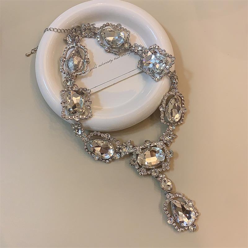 

Meier Necklace - women s court style vintage crystal pendant - evening gown & banquet accessory