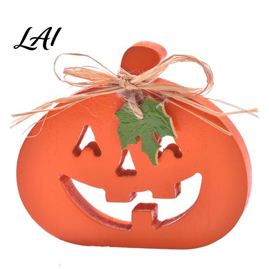 Cute Pumpkin Craft for Showcase Halloween Indoor Wooden Table Sign Spooky Tabletop Block Seasonal Festive Room Ornaments Tiered Tray Centerpiece