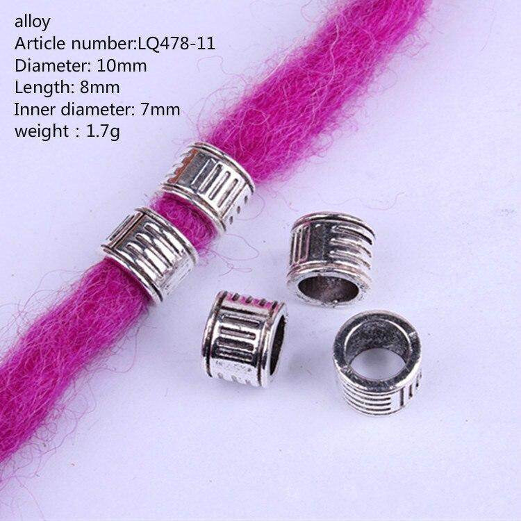 5pcs/bag Silver Metal Hair Rings Braid Dreadlocks Bead Hair Cuffs Dread Tube Charm Dreadlock for DIY Hair Accessaries