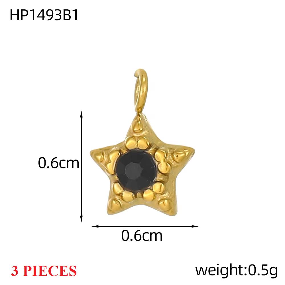3PCS/LOT CARLIDANA Gold Plated Stainless Steel Colorful Star Pendants Charms for DIY Jewelry Making Necklace Earrings