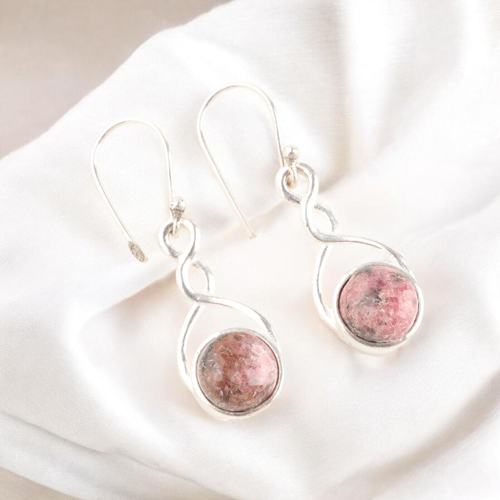Rare Black Rhodonite Gemstone 925 Stamped Silver Jewelry Earrings For Her 1.68" CE-15-34