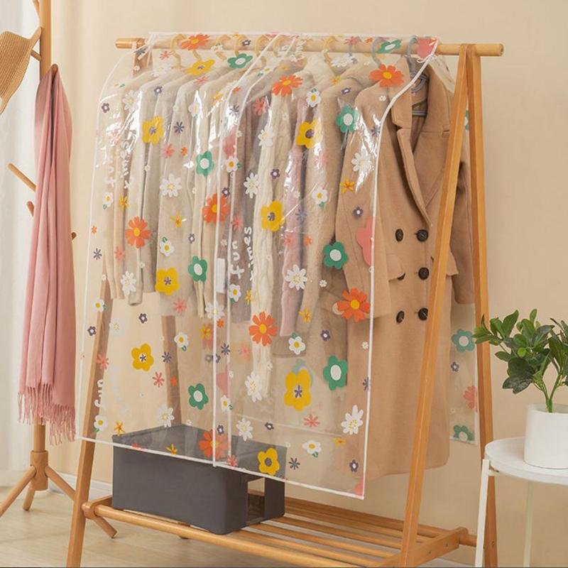 Husa de Praf pentru Haine cu Flori Desen Animat Dormitor Uscător Husă de Praf Pânză Îngroșată Umeraș Husă de Praf Husă Universală pentru Haină Costum