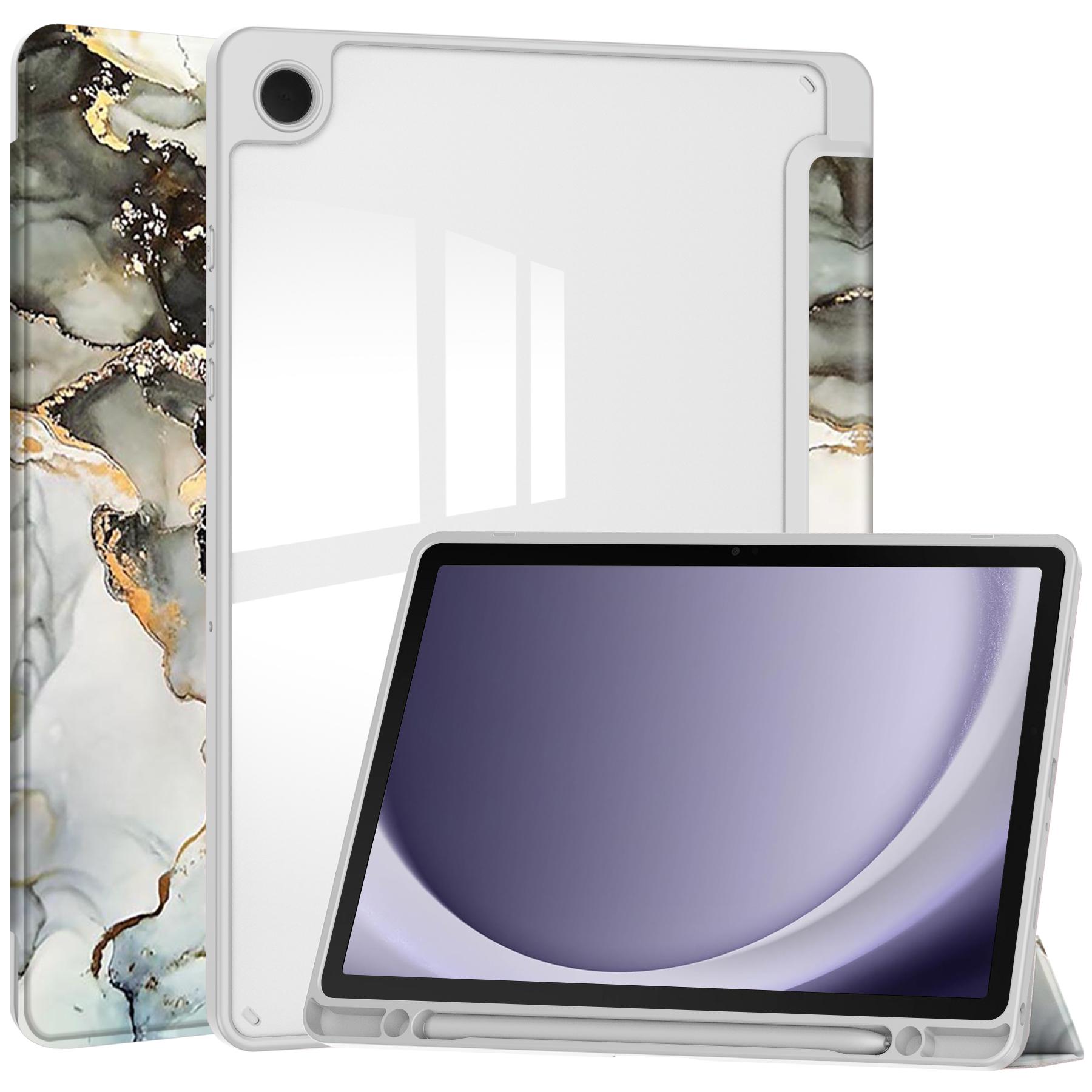 

Для планшета Samsung Galaxy Tab A9+ Чохол Трискладна підставка З друком візерунка Прозора акрилова шкіряна обкладинка Grey Marble