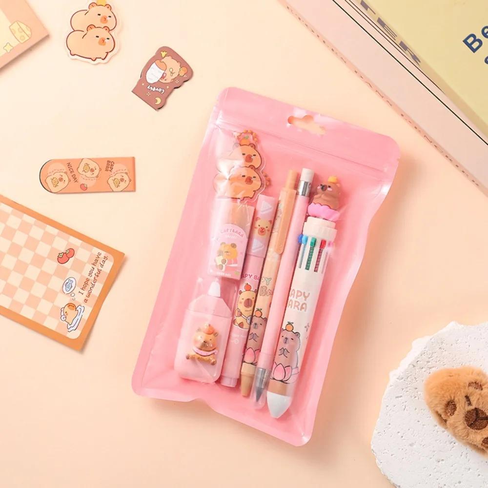 New Durable High Quality Portable Multi-functional 7-in-1 Stationery Set Butter Bear Kit Ballpoint Pen Portable Gel Pen Gift
