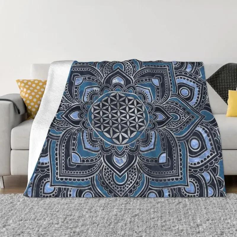 Flower Of Life Sacred Geometry Blanket Flannel Fleece Geometric Pattern Mandala Throw Blankets for Travel Bedding Couch Quilt