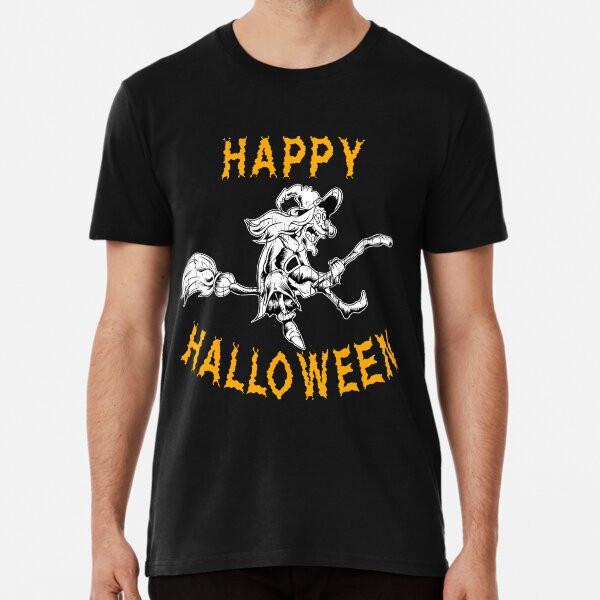 Witch on Broom Halloween Holiday T shirt T-Shirt S-5XL Best T-Shirt