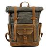 Luksusowe płócienne plecaki w stylu vintage dla mężczyzn płócienny skórzany plecak podróżny duże wodoodporne plecaki Retro Bagpack