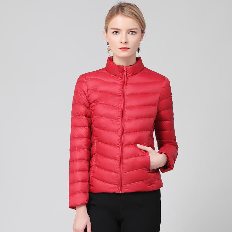 Down Jacket Women's Short New Trendy Fashion Versatile Light and Thin Duck Down Stand-up Collar Slim Jacket
