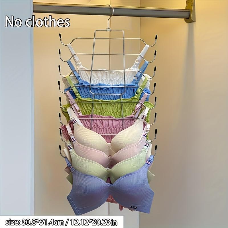 Bra Storage Organizer with Hanging Rack - Heavy-Duty Metal Closet Organizer with Multiple Hooks Space-Saving Underwear Hanger for Women S Bras 2pcs