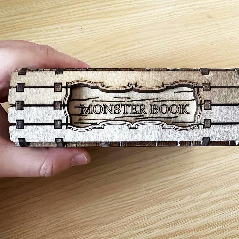 Dungeons And Dragons Monster Book Storage Box, Wooden Storage Box Decoration Decorative Dice Holder, Brown,For The Tabletop Gift