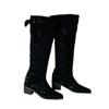In-Stock Western Suede Cowboy Boots: Wide Shaft, Chunky Heel, Square Toe, Versatile, Wrinkled Slouch Design