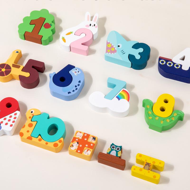 Cognitive Development Wooden Toys: Creative Number Matching Blocks for Early Education and Intellectual Growth