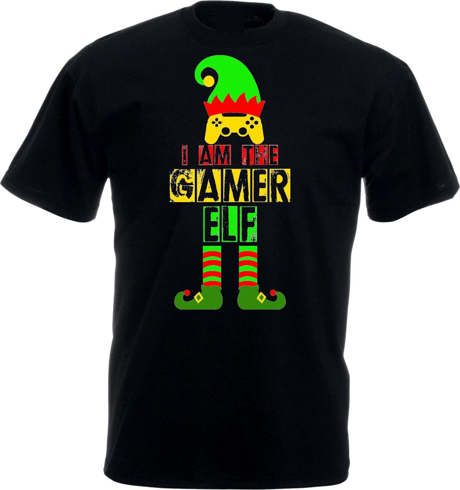 I AM The Gamer Elf 100% Cotton T-shirt Mens Tees Top, Elf Family Matching Gaming Christmas, Unisex Tee Top M