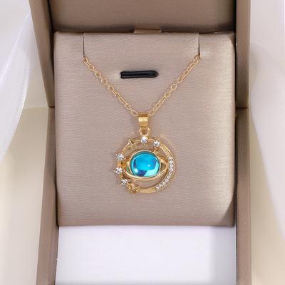 Planet Alloy Pendant New Jewelry Fashion Niche Ladies Diamond Star Moon Necklace