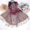 Long scarf Nepalese jacquard fringed cashew women's shawl scarf dual-purpose