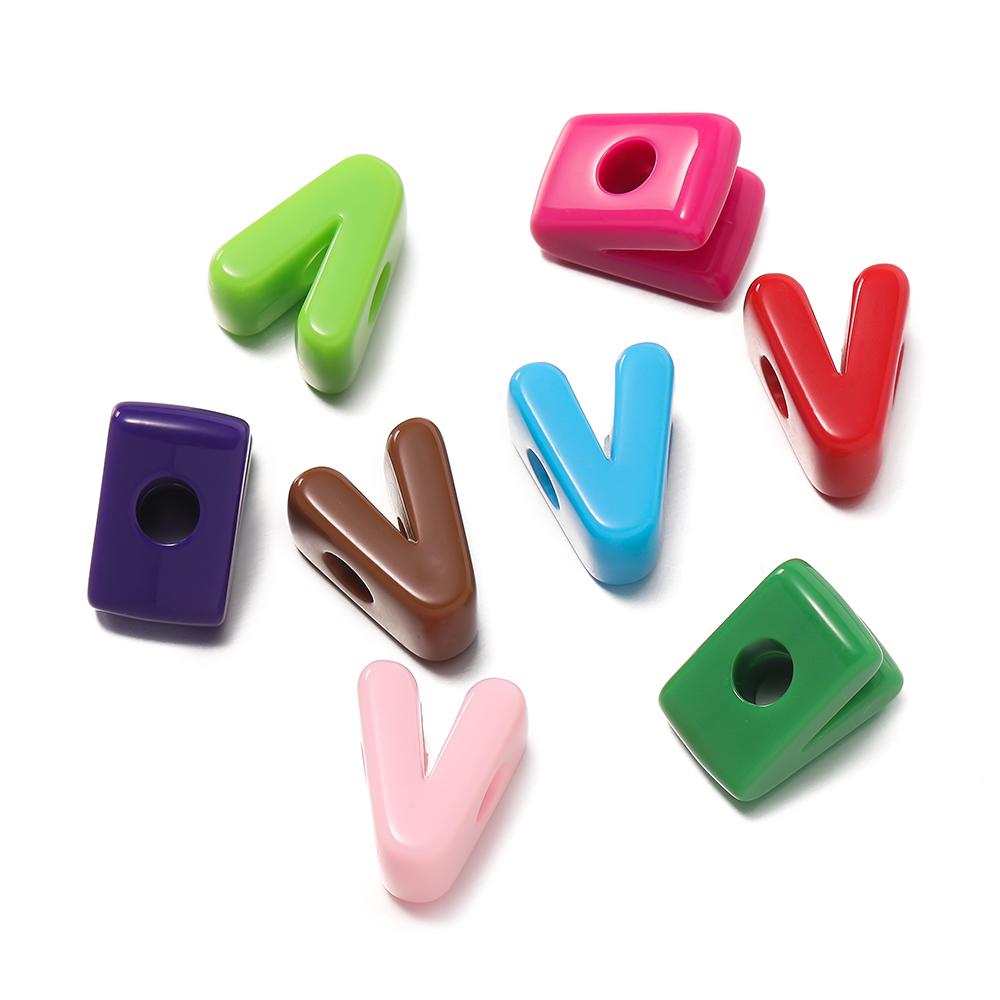 5Pcs A-Z Acrylic Big Hole Letter Beads Mix Colour Loose Spacer Beads for Making Key Chain Bracelet DIY Craft Jewelry Accessories